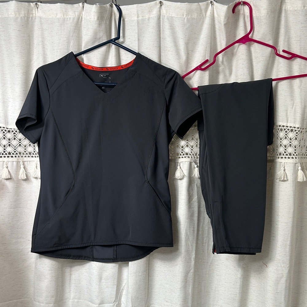INFINITY Gray V-Neck Top and bottom scrubs set